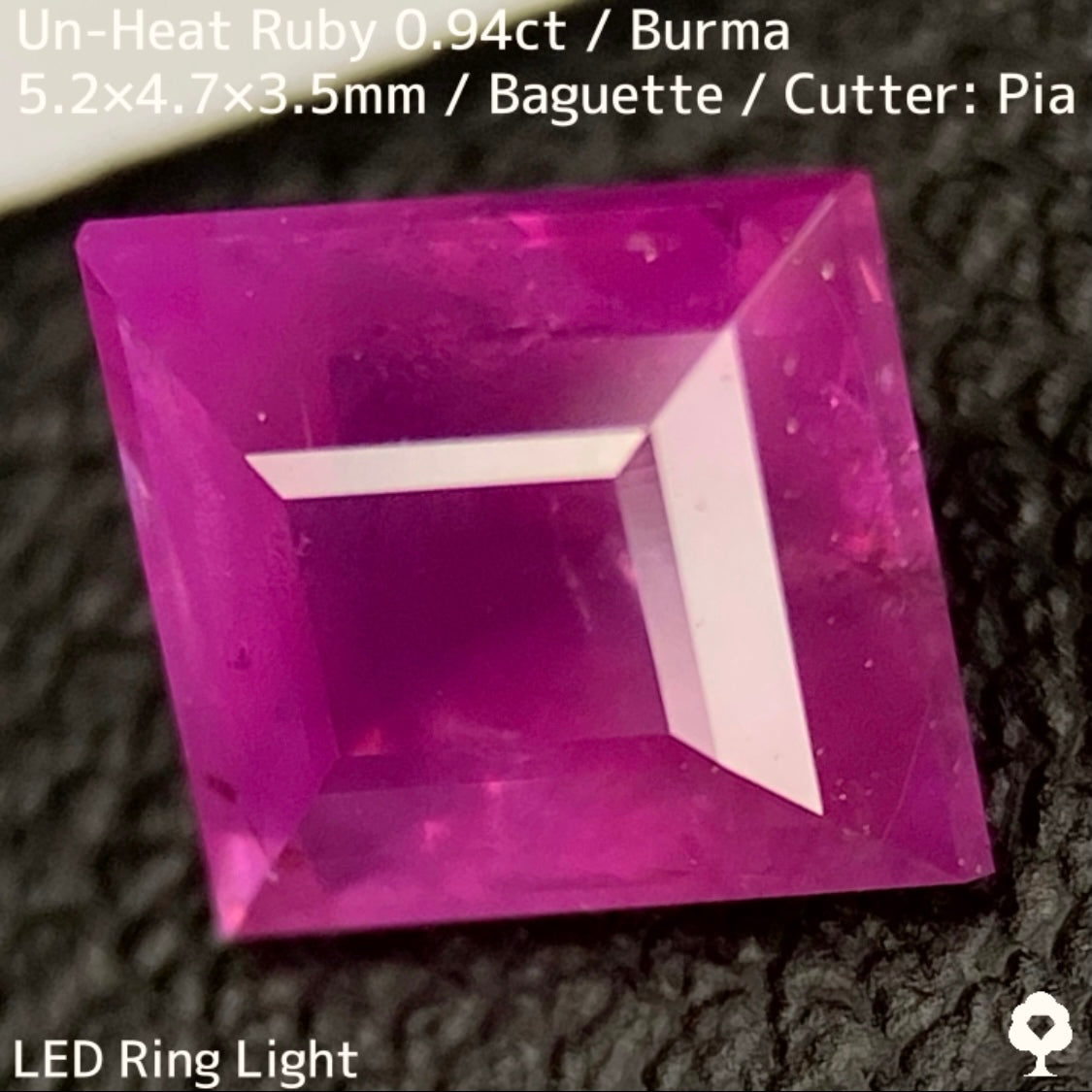 ビルマ産非加熱ルビー0.94ct★シルキーピンク可愛い無駄のないシャープなバゲット