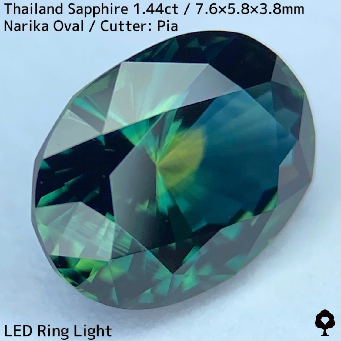 タイ産サファイア1.449ct★孔雀のようなカラーリングから鮮やかなグリニッシュブルー煌めき放つ自信作