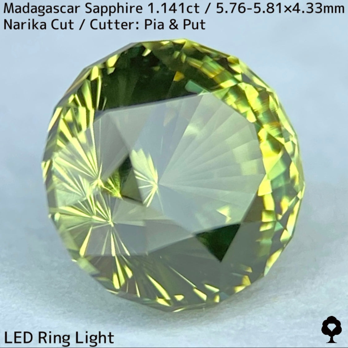 マダガスカル産サファイア1.141ct★春色美グリーンにファイアー煌めくナリカーカット超美結晶1ctアップ