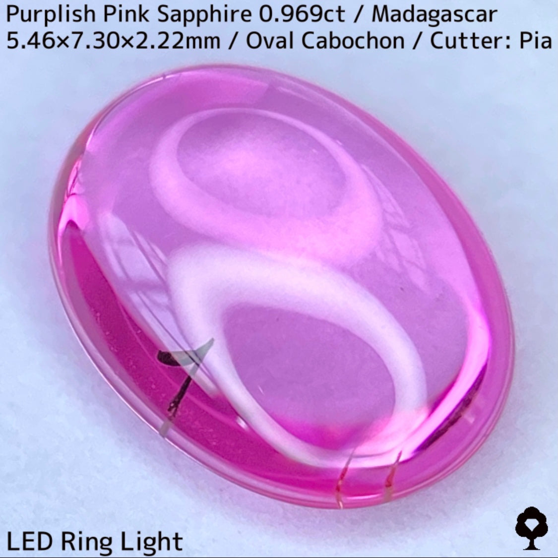 マダガスカル産ピンクサファイア0.969ct★美しい石質の美ピンクに音符のような蝶のようなインクルが可愛い
