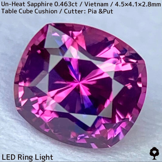 ベトナム産非加熱サファイア0.463ct★ベトナム産の魅力がたまりに詰まったウィンザー産のような美パープリッシュピンク