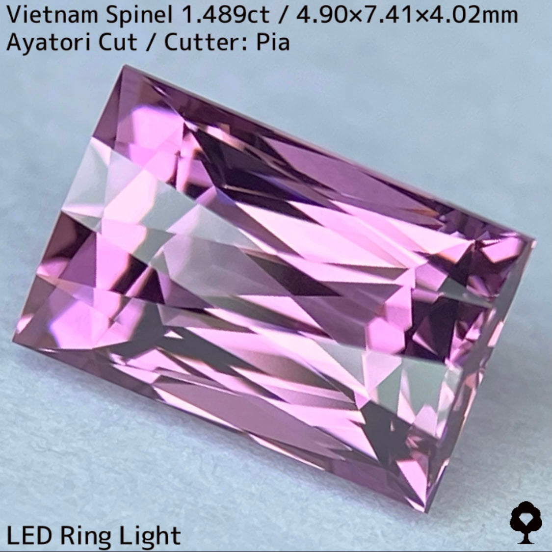 ベトナム産スピネル1.489ct★妖艶なピンキッシュパープルの超美結晶原石の形を生かしたシザースのあやとりカット