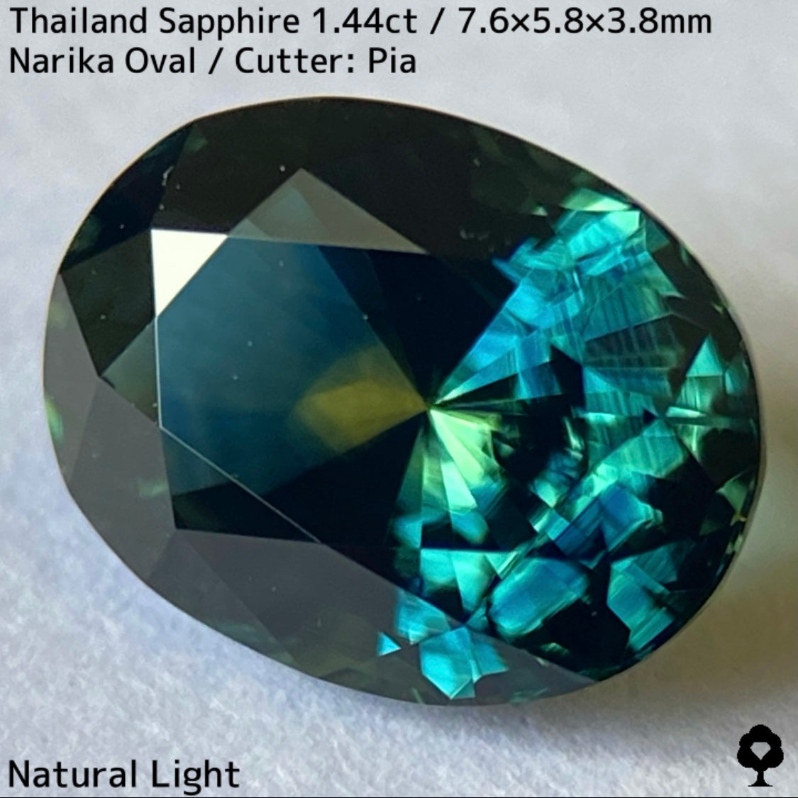 タイ産サファイア1.449ct★孔雀のようなカラーリングから鮮やかなグリニッシュブルー煌めき放つ自信作
