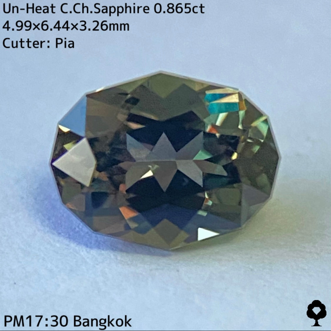 激渋カッコいいカーキの地色がピンキッシュパープルに変化★非加熱カラーチェンジサファイア0.865ct