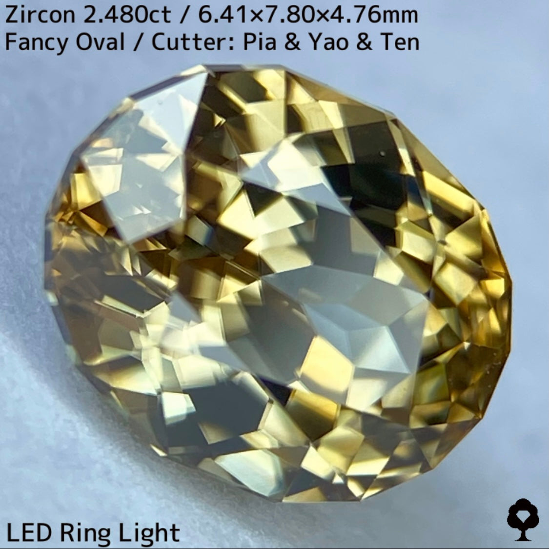 【ご当選者さま専用】ジルコン2.480ct★ゴールドの中に青の色だまりあるグリーンの煌めき放つ面白い1石