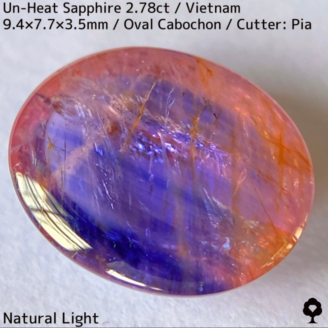 ベトナム産非加熱サファイア2.78ct★発色の良いパープルにオレンジインクルで絵画のようなベトナム産らしい面白い一石