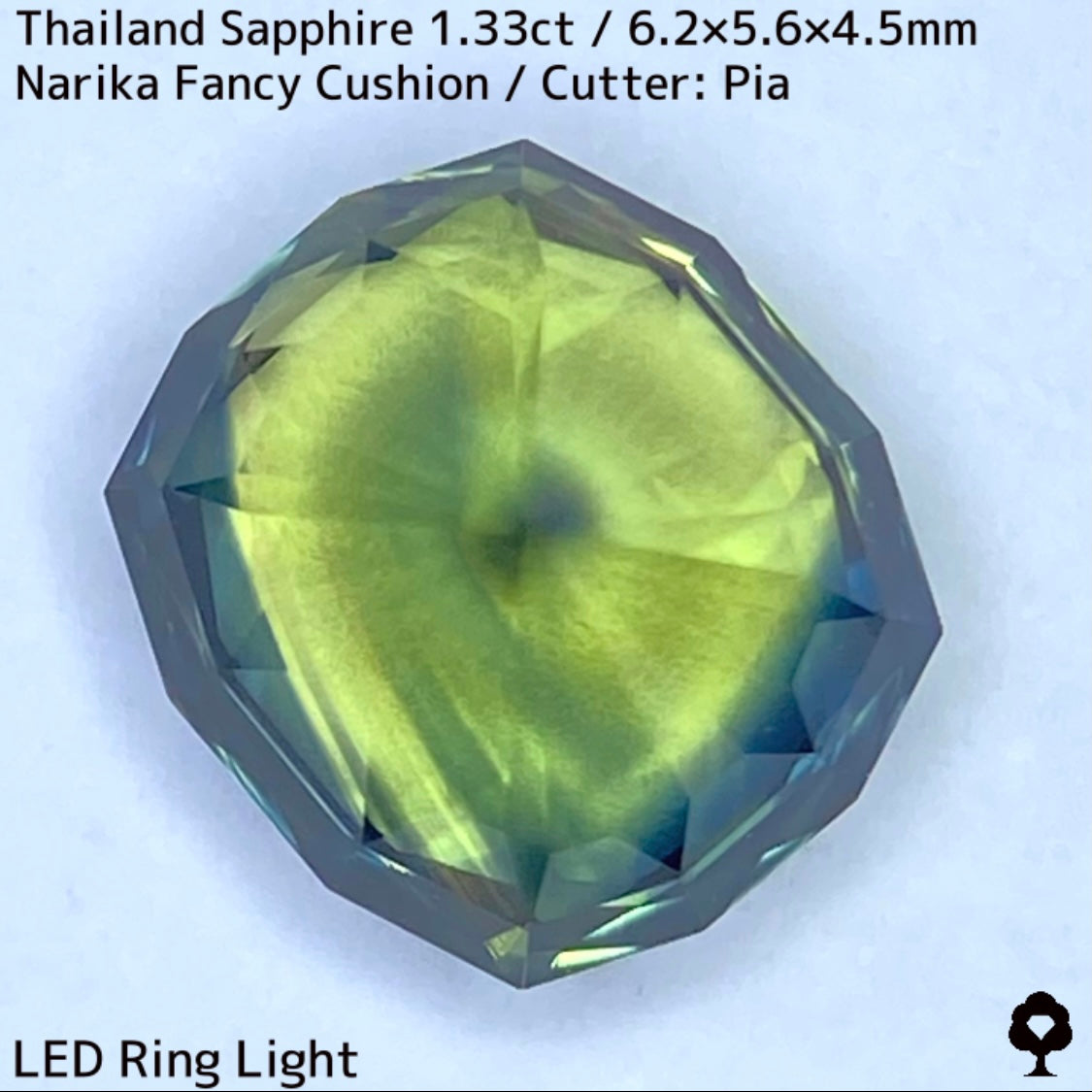 タイ産サファイア1.33ct★ブルー・グリーン・イエローの深いパーティ感のある秒針のような鋭い煌めき放つリバーシブルな一石