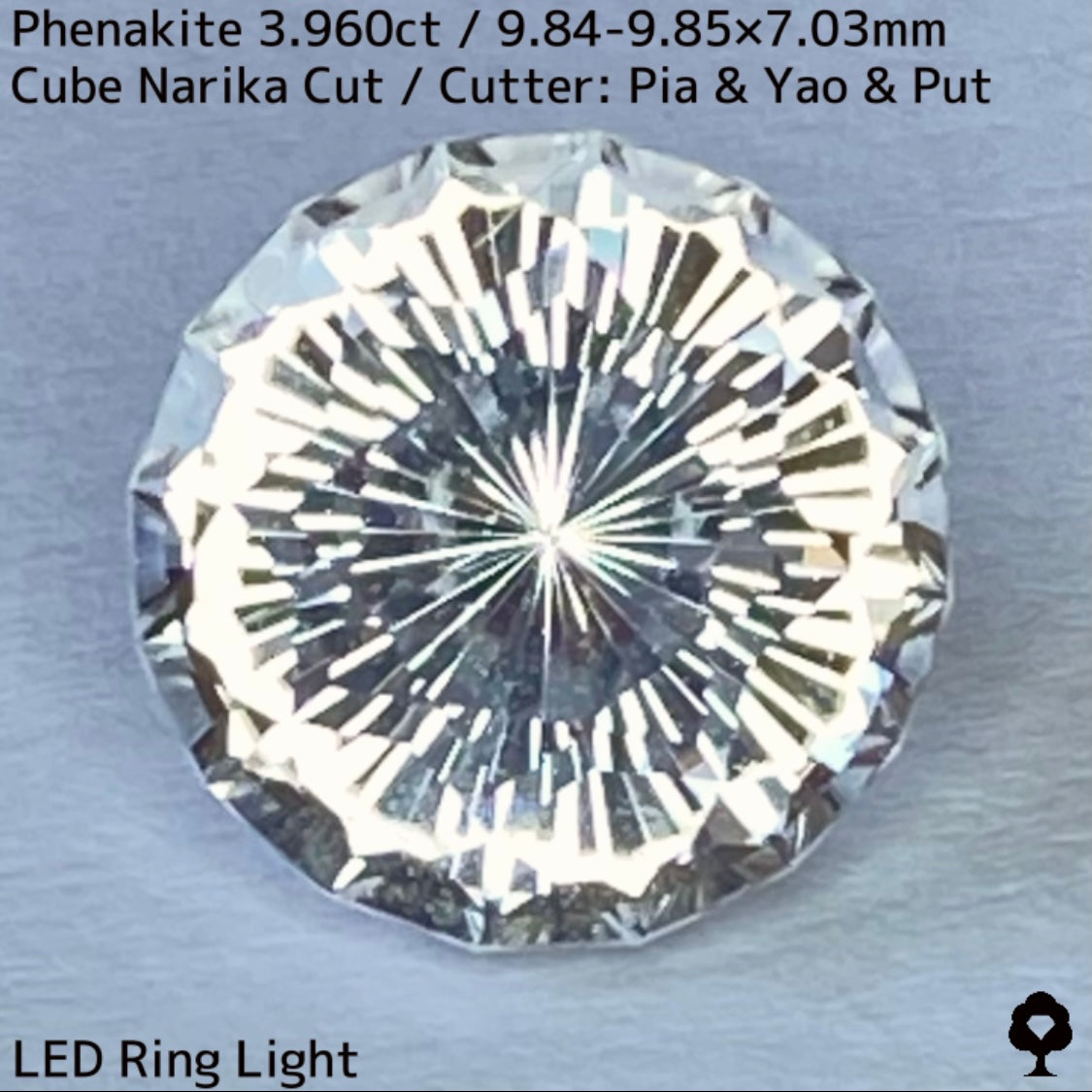 粉雪の舞う雪景色のような凛とした美しさの大粒レアストーンナリカーカット★フェナカイト3.960ct