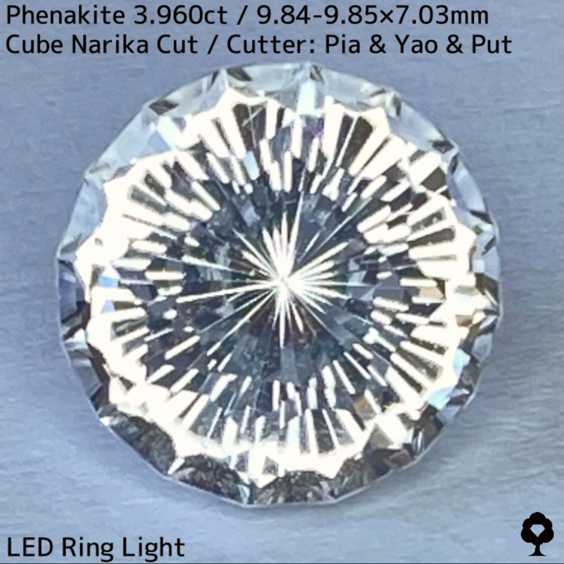 粉雪の舞う雪景色のような凛とした美しさの大粒レアストーンナリカーカット★フェナカイト3.960ct