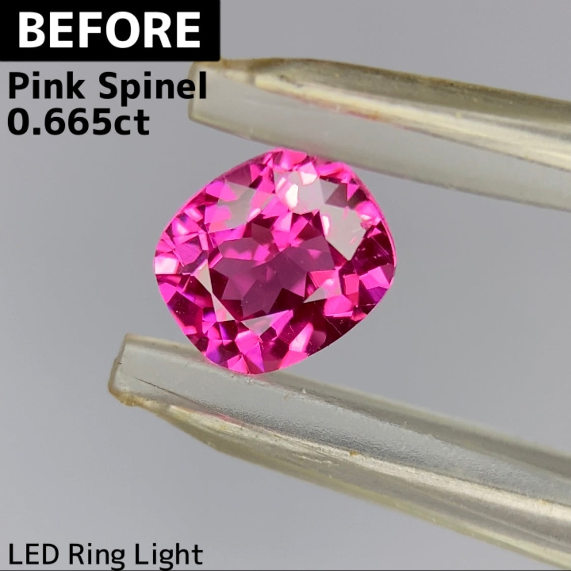 ホットピンクの強く細かい煌めきにファイアーチラつく超美結晶★ピンクスピネル0.51ct