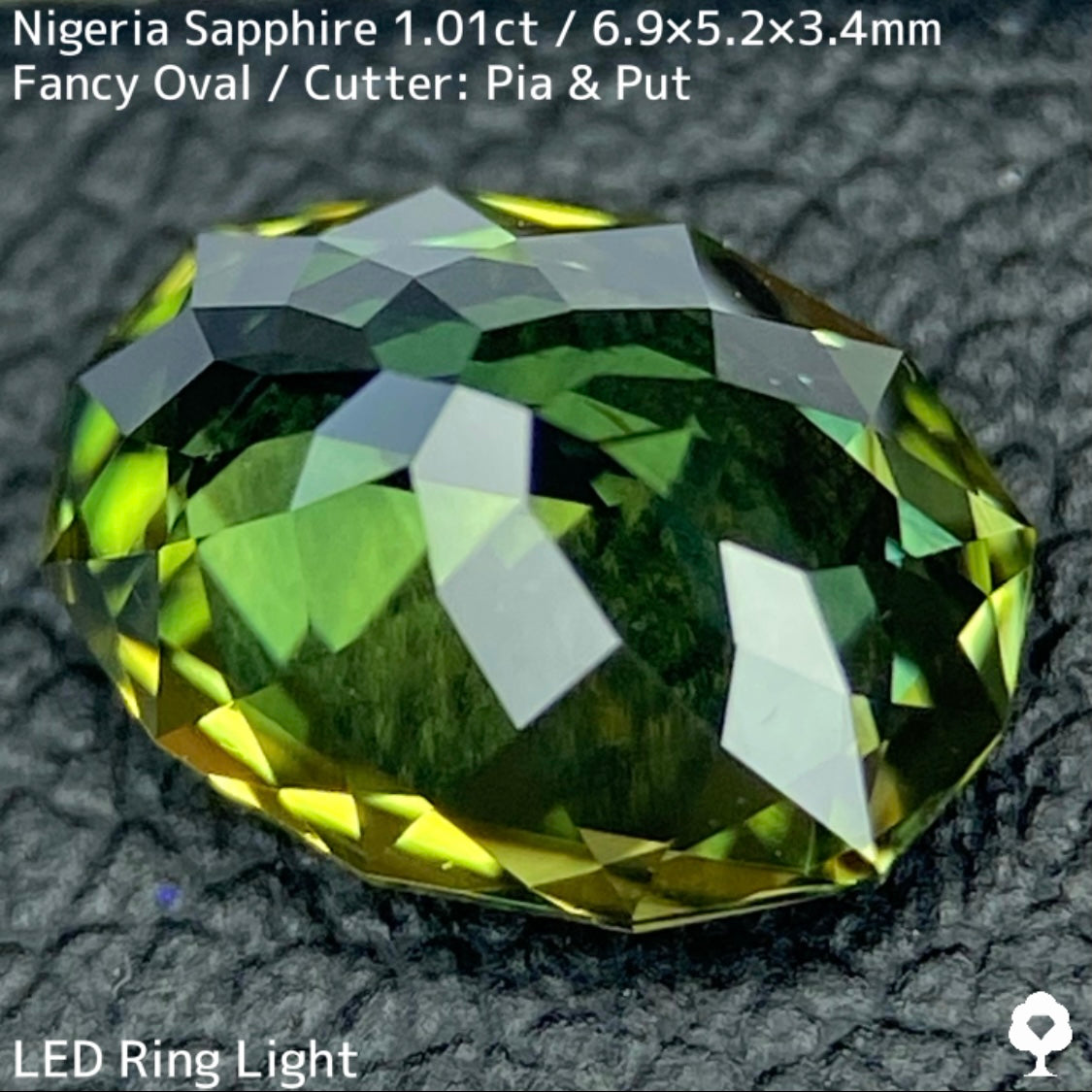 ナイジェリア産サファイア1.01ct★ブルーイッシュグリーンとイエローの混ざり合うリバーシブル感が面白い美結晶