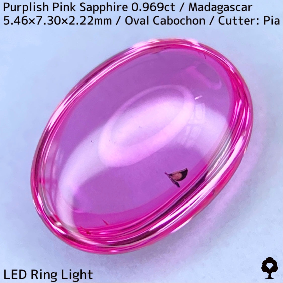 マダガスカル産ピンクサファイア0.969ct★美しい石質の美ピンクに音符のような蝶のようなインクルが可愛い