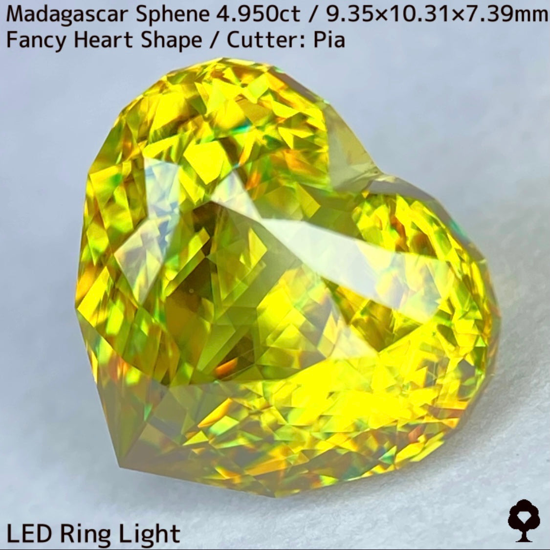最高に煌めく超美結晶が完璧なファンシーハートシェイプに★マダガスカル産スフェーン4.950ct