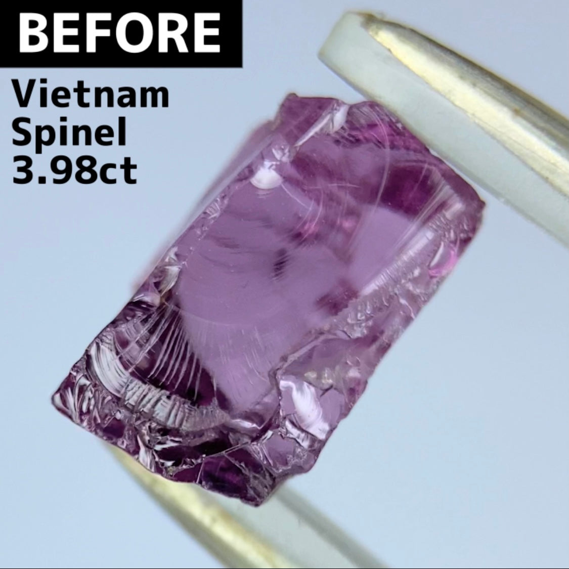 ベトナム産スピネル1.489ct★妖艶なピンキッシュパープルの超美結晶原石の形を生かしたシザースのあやとりカット