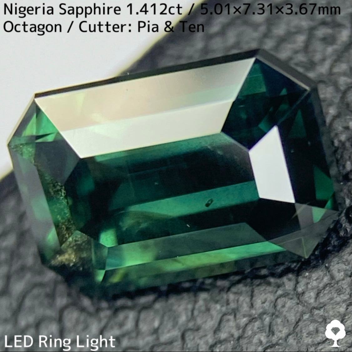 ナイジェリア産サファイア1.412ct★深い美グリーンに金色のシルクベールが浮かぶ