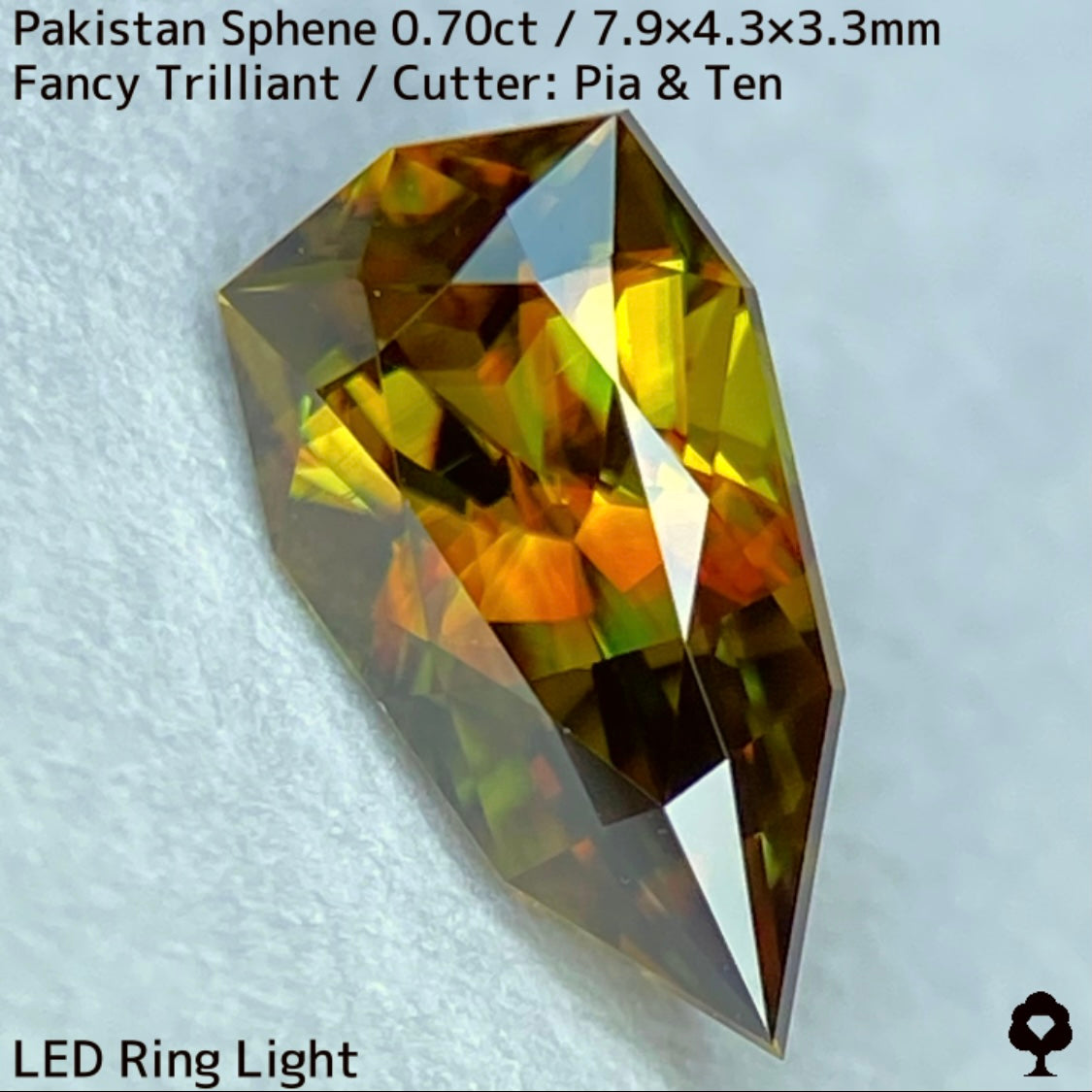 【ご当選者さま専用】パキスタン産スフェーン0.70ct★恐るべき煌めきと多色感たまらない槍型トリリアント