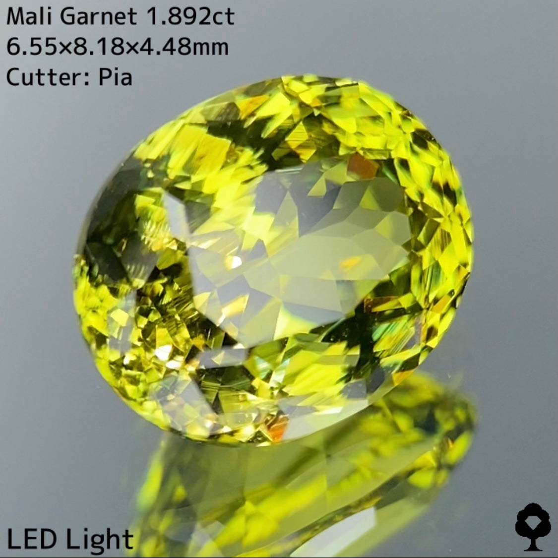マリガーネット1.892ct★2ctに迫る大きさの絶品結晶はテーブルキューブカットで激レアなペリドットカラー