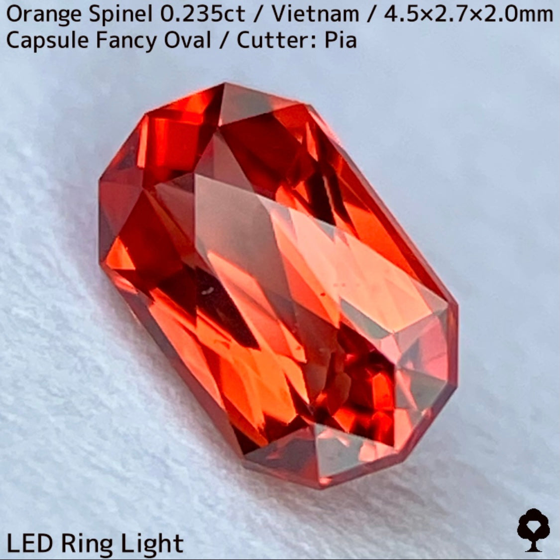 ベトナム産オレンジスピネル0.235ct★超美結晶のカプセルシザースから強烈オレンジネオンの煌めき