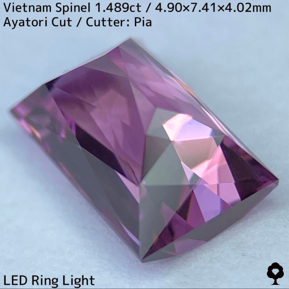 ベトナム産スピネル1.489ct★妖艶なピンキッシュパープルの超美結晶原石の形を生かしたシザースのあやとりカット