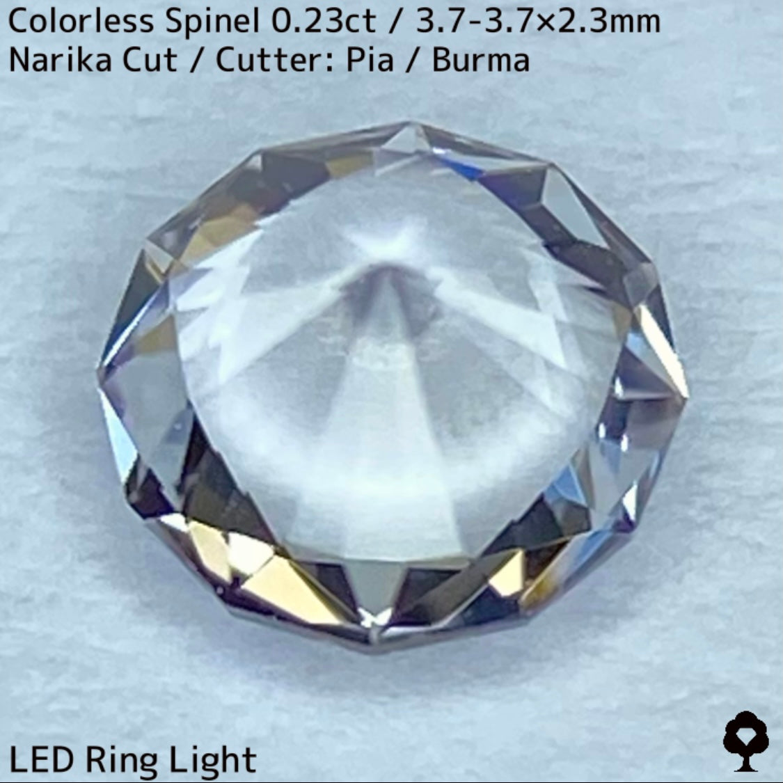 ビルマ産カラーレススピネル0.23ct★クリアな結晶から純白の煌めきとカラフルファイアー放つナリカーカット