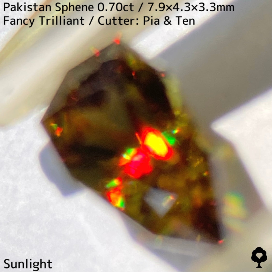 【ご当選者さま専用】パキスタン産スフェーン0.70ct★恐るべき煌めきと多色感たまらない槍型トリリアント