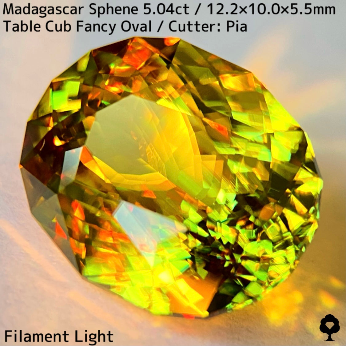 マダガスカル産スフェーン 5.041ct★イエローイッシュグリーンの爽やかで華やかなファイアー溢れる美結晶
