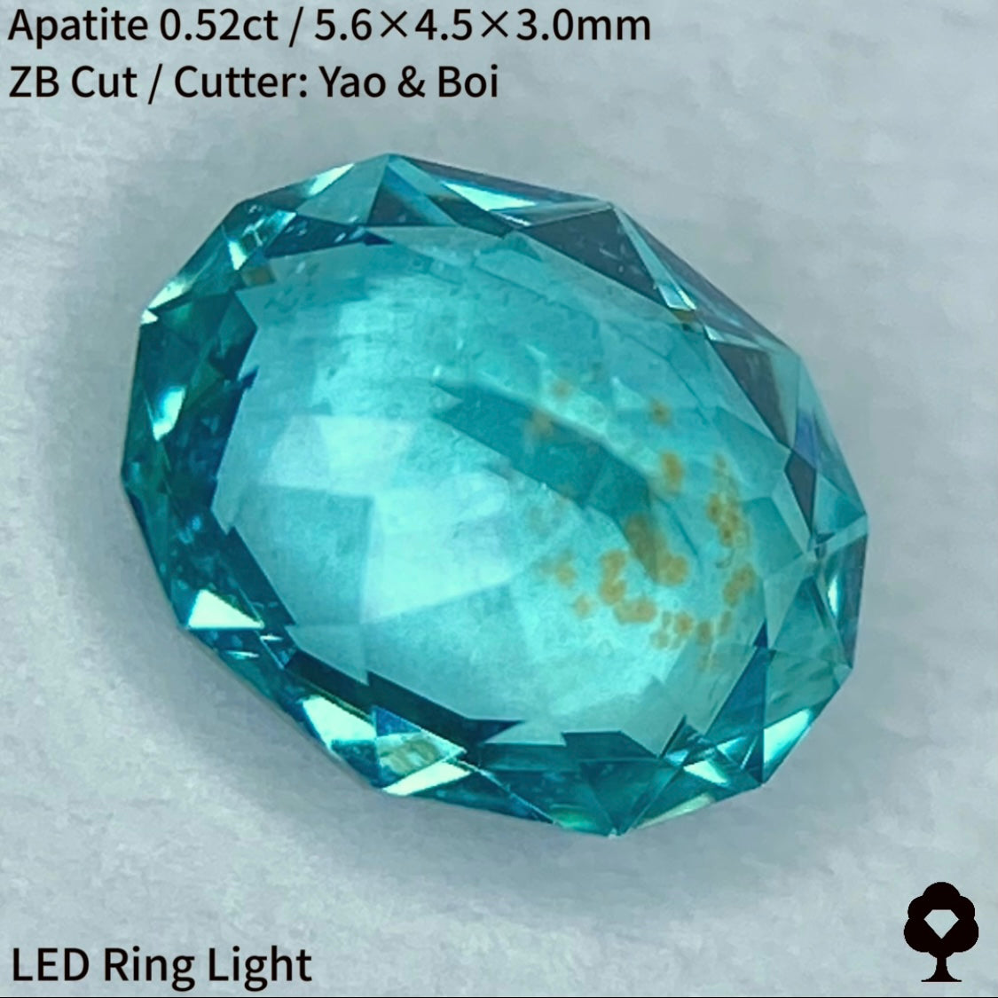 ネオン感あるマリンブルーに金木犀のようなインクルージョン★アパタイト0.52ct