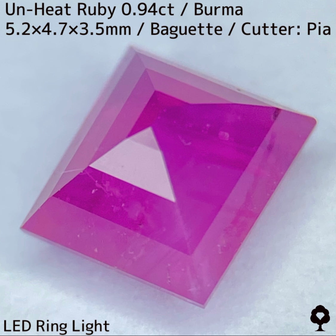 ビルマ産非加熱ルビー0.94ct★シルキーピンク可愛い無駄のないシャープなバゲット