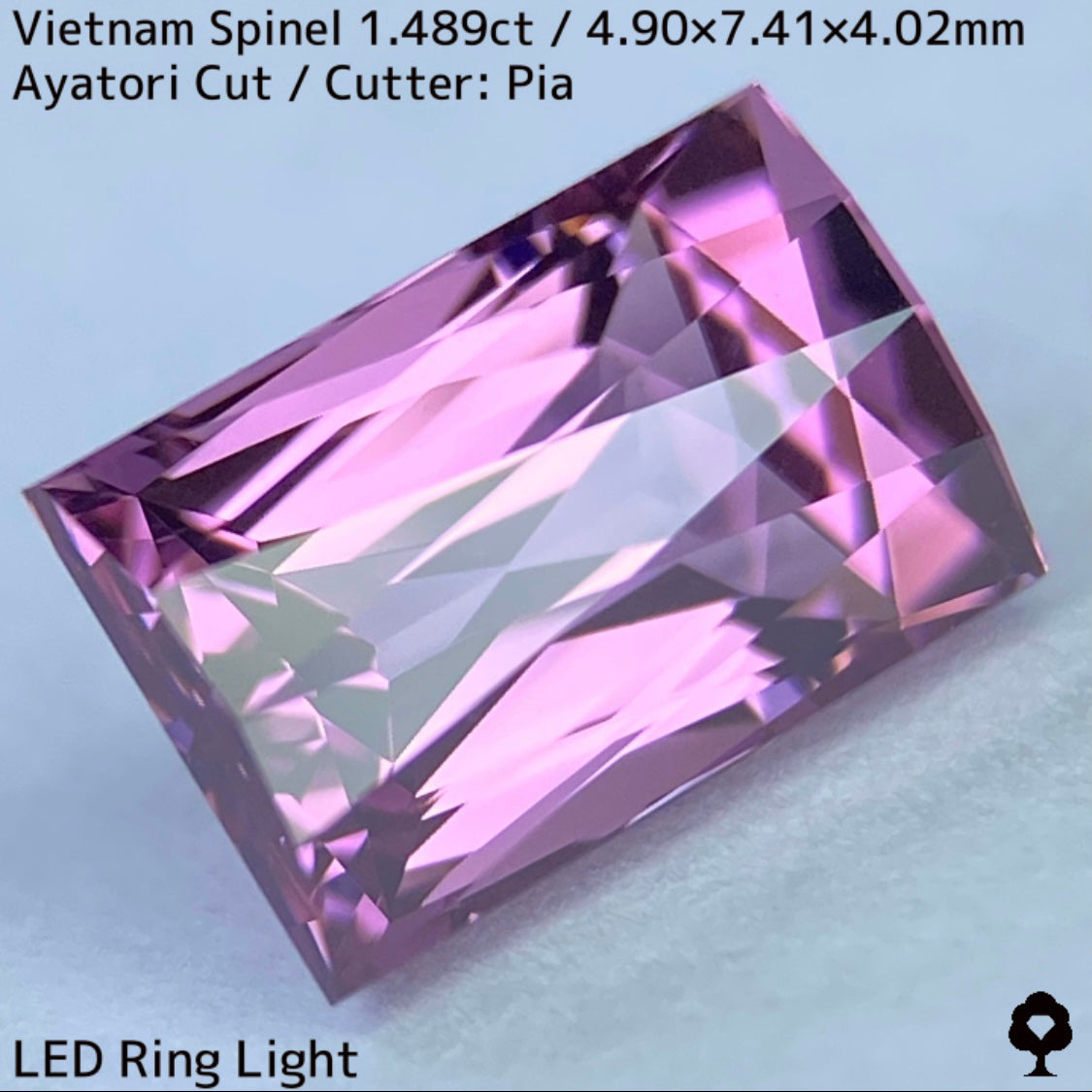 ベトナム産スピネル1.489ct★妖艶なピンキッシュパープルの超美結晶原石の形を生かしたシザースのあやとりカット
