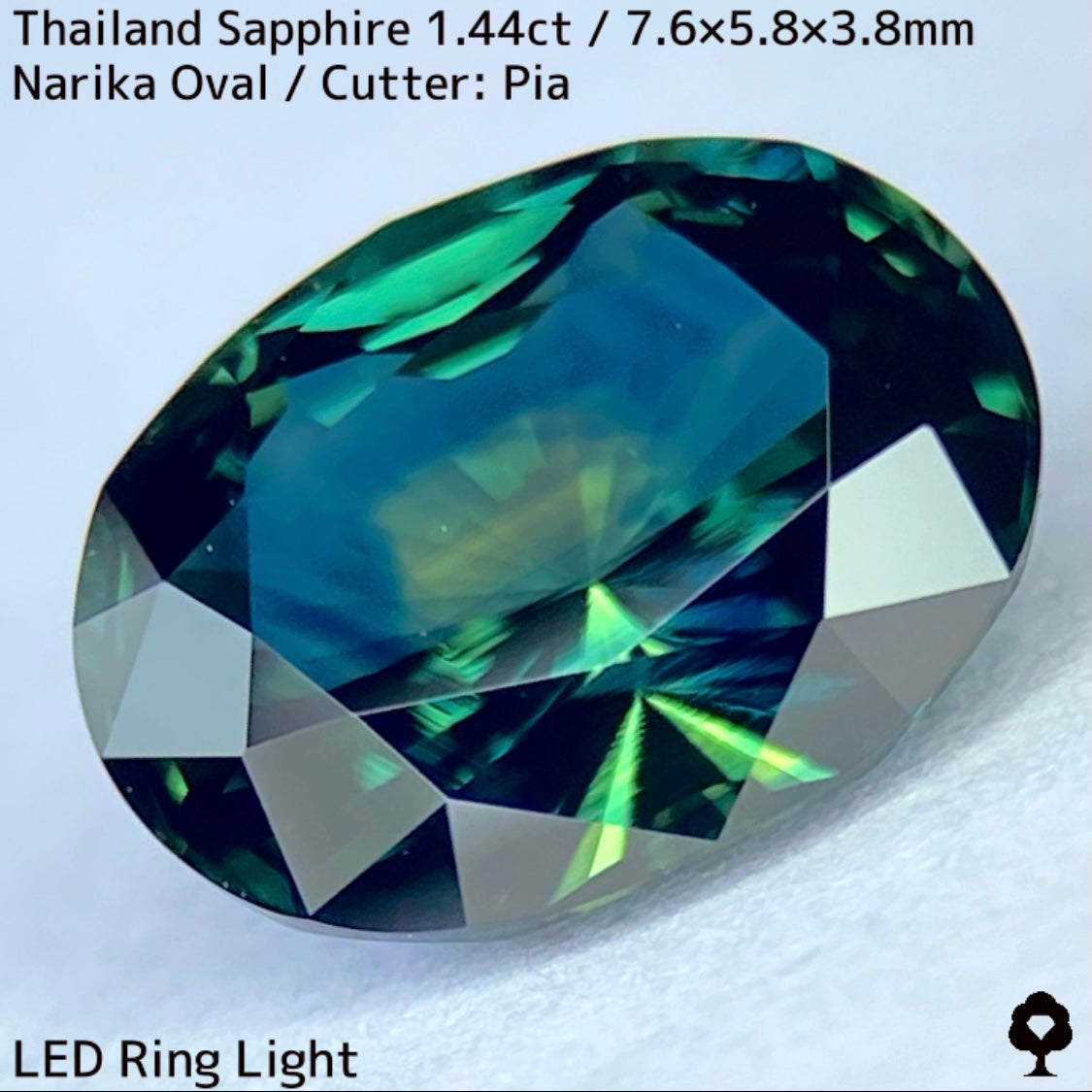 タイ産サファイア1.449ct★孔雀のようなカラーリングから鮮やかなグリニッシュブルー煌めき放つ自信作
