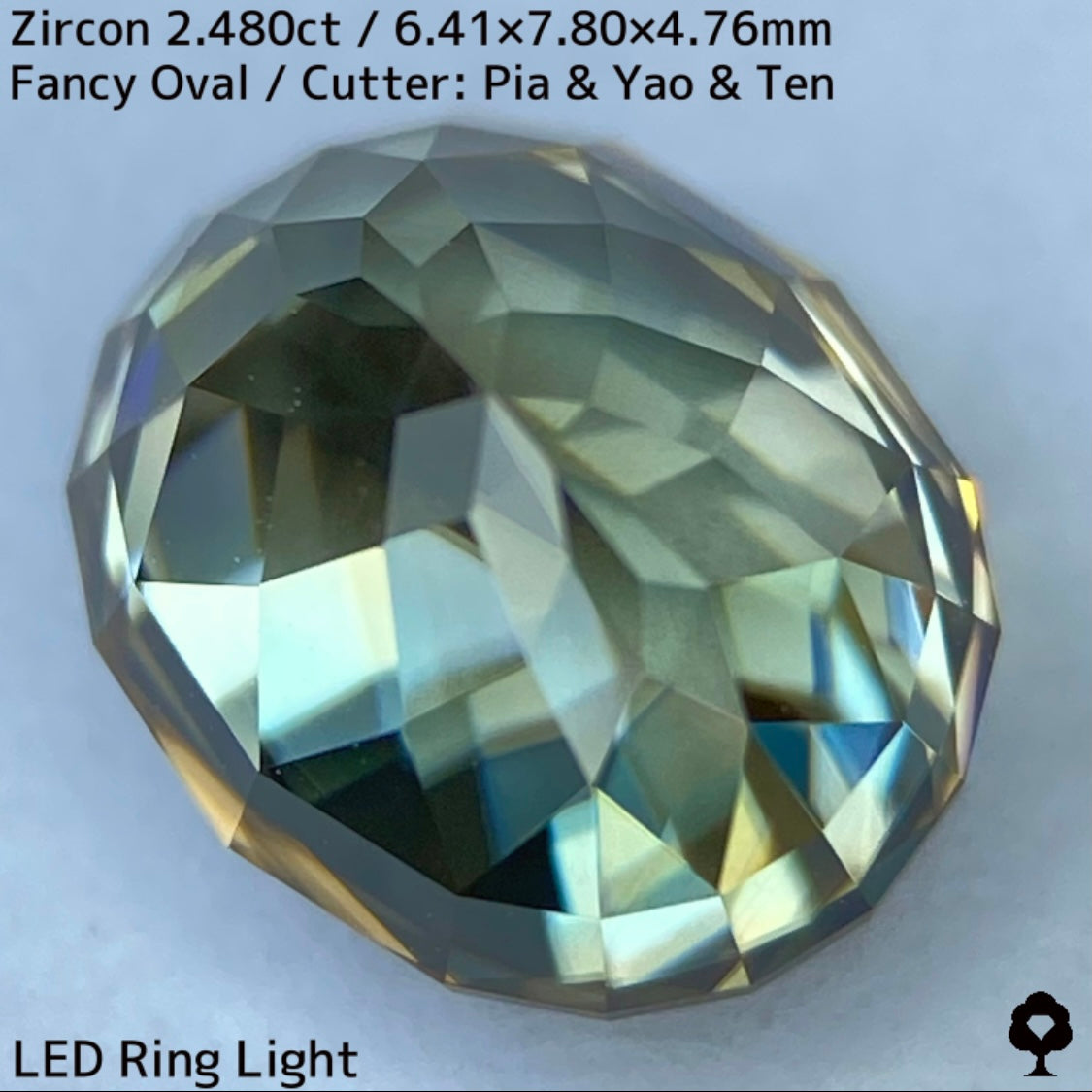 【ご当選者さま専用】ジルコン2.480ct★ゴールドの中に青の色だまりあるグリーンの煌めき放つ面白い1石
