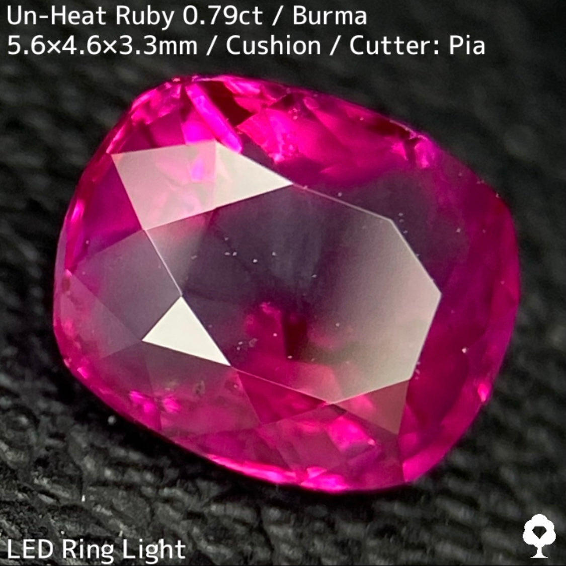 ビルマ産非加熱ルビー0.79ct★美色結晶をコウモリが覆うバットマンルビー