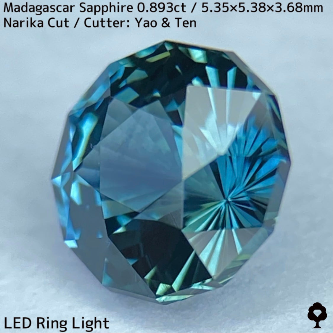 ほんのりミルキーでブルーにグリーンが混ざるナリカーカット★マダガスカル産サファイア0.893ct