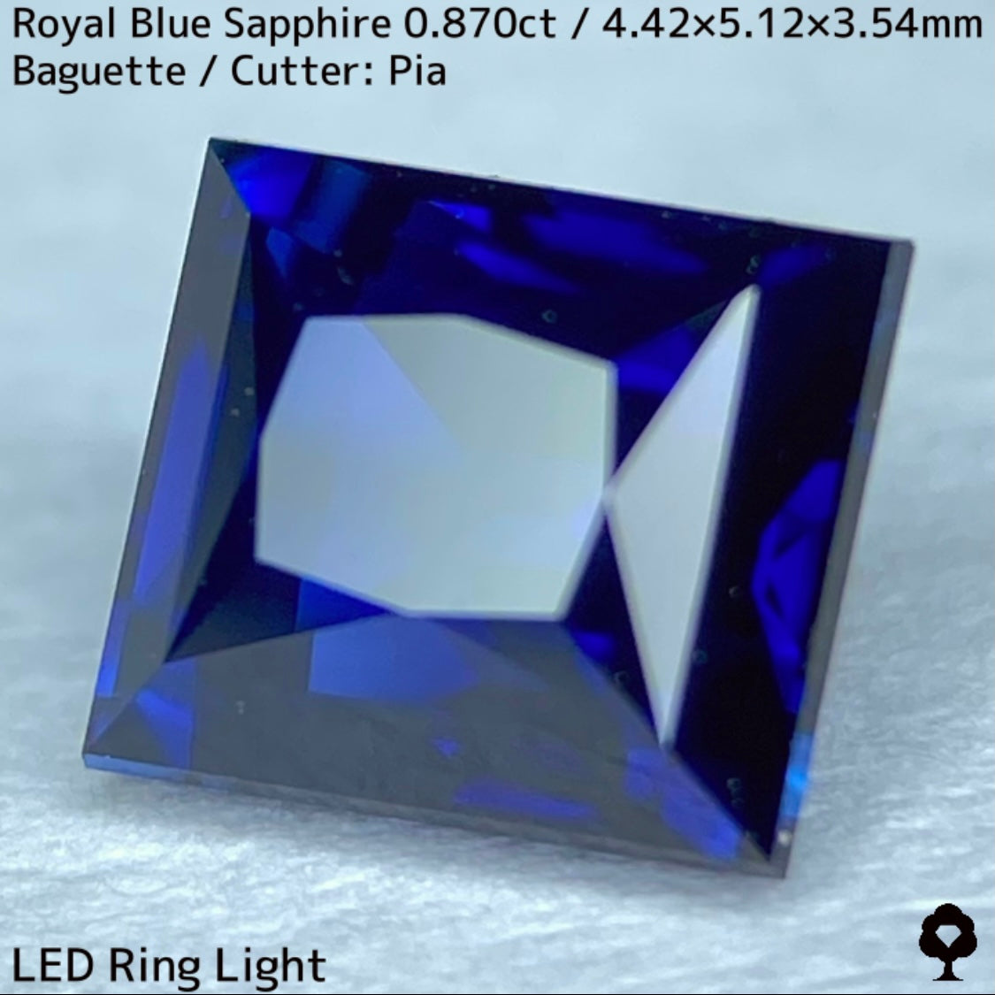 エチオピア産ロイヤルブルーサファイア0.870ct★シンプルなカットから湧き上がる鮮やかなロイヤルブルー★原石1.79ct付き