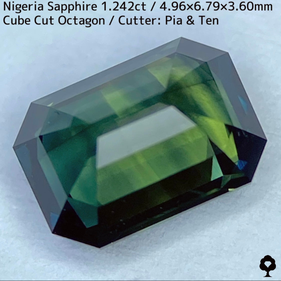 ナイジェリア産サファイア1.242ct★シルバーグリーンとインディゴカラーバンドの交差が面白い