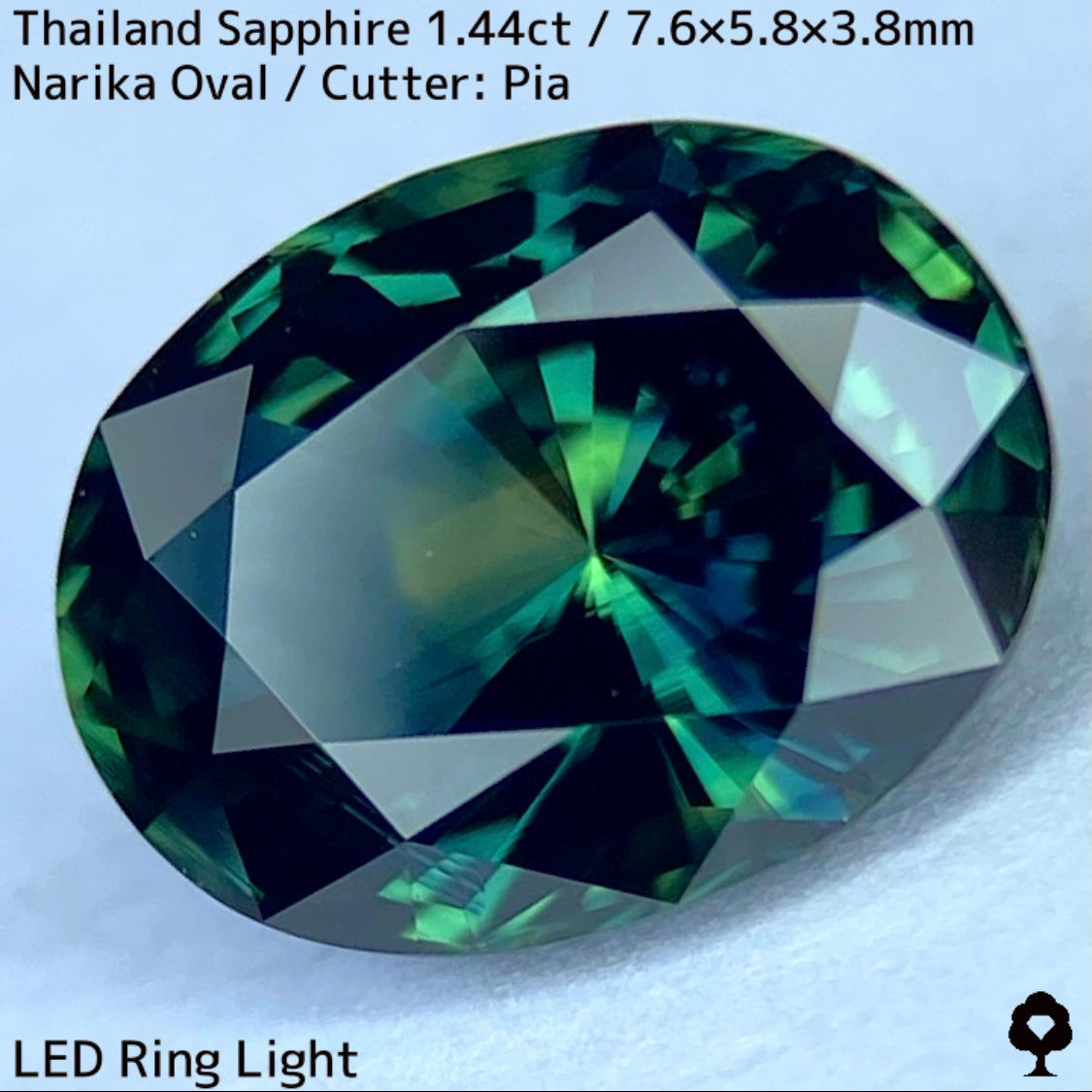 タイ産サファイア1.449ct★孔雀のようなカラーリングから鮮やかなグリニッシュブルー煌めき放つ自信作