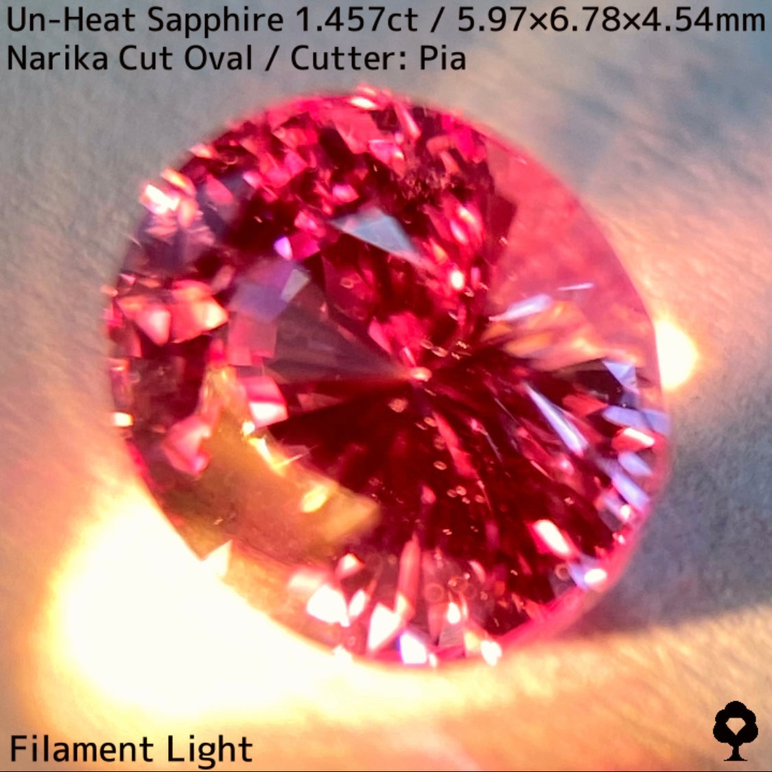 スリランカ産非加熱サファイア1.457ct★非加熱で希少な王道ピンクから鋭いナリカーカットの煌めき