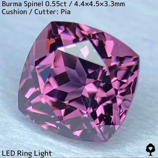 ビルマ産スピネル0.55ct★濃厚なピンキッシュパープルの大人の雰囲気漂うシャープなクッション