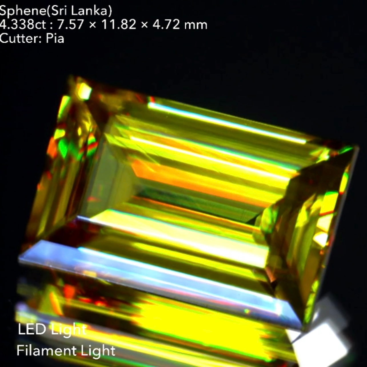 滅多に作らないバゲットシェイプのスリランカ産スフェーン4.338ct★