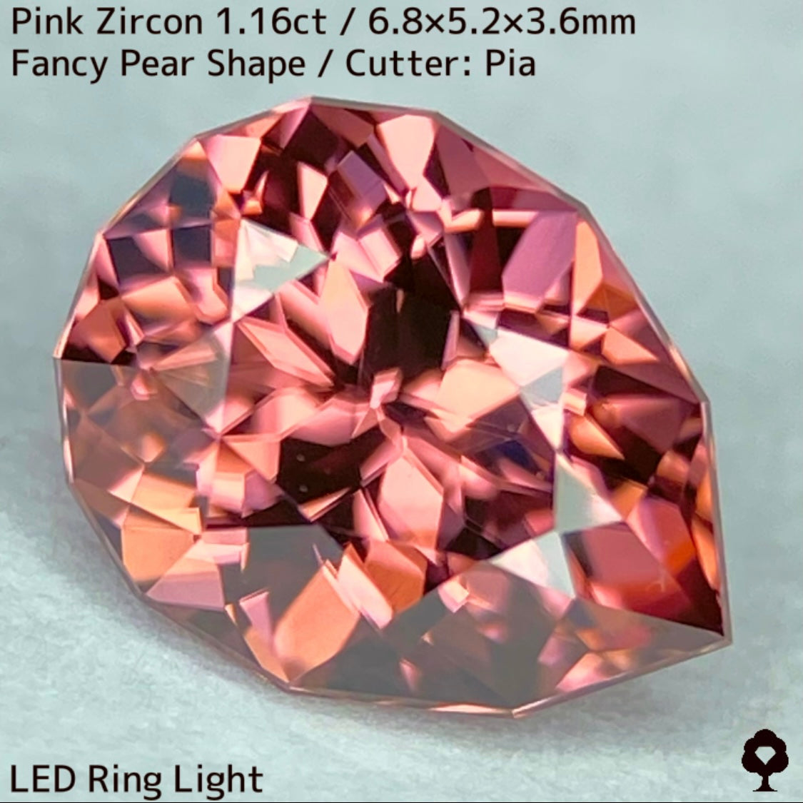 妖艶に色の混ざり合うピンクにファイアー彩るファンシーペアシェイプ★ピンクジルコン1.16ct