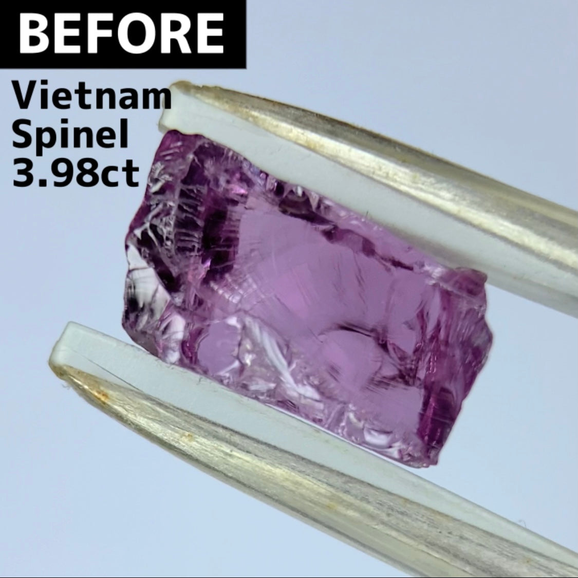 ベトナム産スピネル1.489ct★妖艶なピンキッシュパープルの超美結晶原石の形を生かしたシザースのあやとりカット
