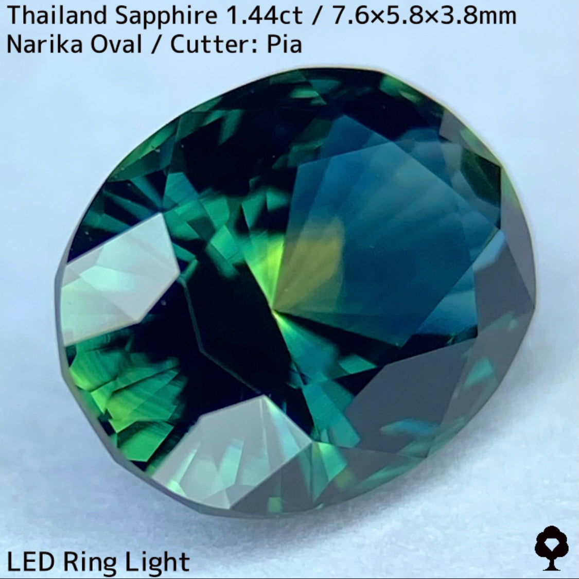 タイ産サファイア1.449ct★孔雀のようなカラーリングから鮮やかなグリニッシュブルー煌めき放つ自信作