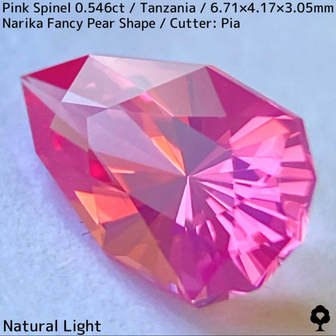 タンザニア産ピンクスピネル0.546ct★シルキーネオンのたまらない美色ピンクナリカーペアシェイプ
