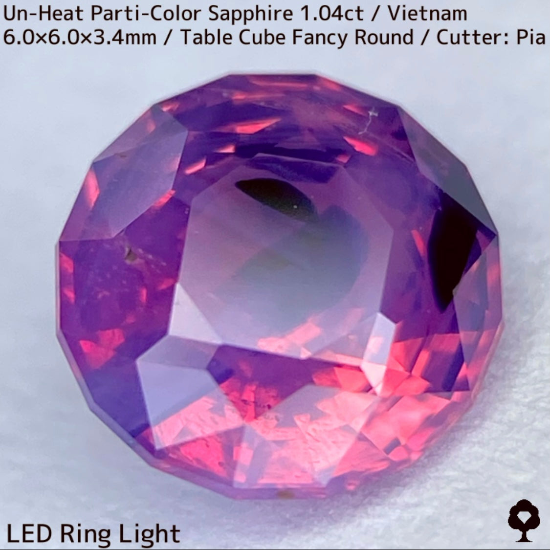 ベトナム産非加熱パーティカラーサファイア1.046ct★ベトナム産の面白さが詰まったシルキーネオン放つ1ctアップ
