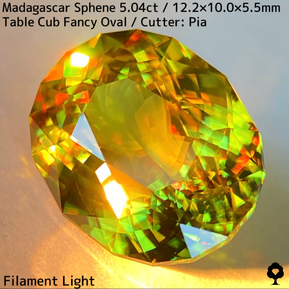 マダガスカル産スフェーン 5.041ct★イエローイッシュグリーンの爽やかで華やかなファイアー溢れる美結晶