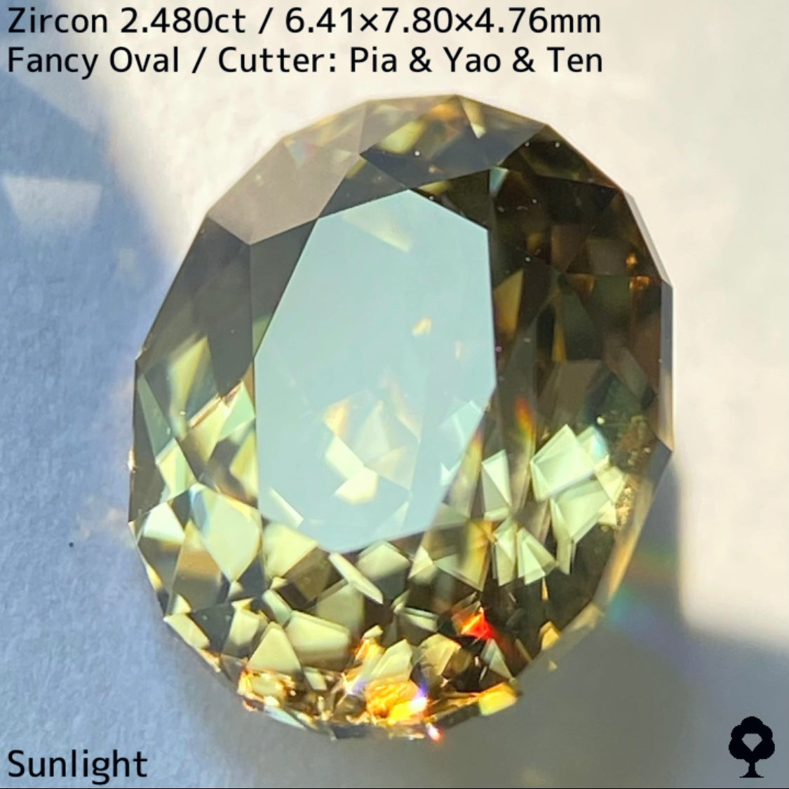 【ご当選者さま専用】ジルコン2.480ct★ゴールドの中に青の色だまりあるグリーンの煌めき放つ面白い1石