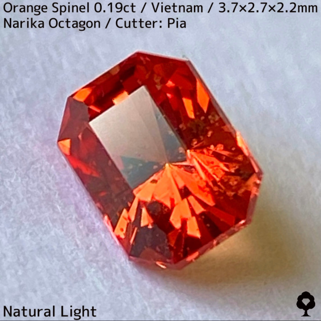 ベトナム産オレンジスピネル0.19ct★ネオンオレンジ美しいナリカーの鋭い煌めきのバブリー結晶
