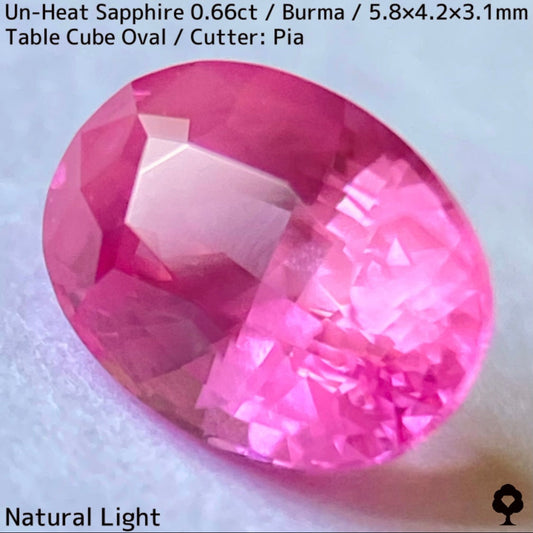【お客さま専用】ビルマ産非加熱サファイア0.66ct★クリアさもあるシルキーピンクの可愛い強蛍光オーバル