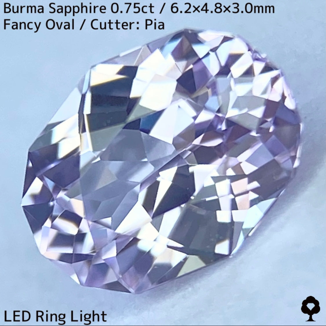 ビルマ産サファイア0.757ct★大変身を遂げたほのかなライラック感が可愛らしいほんのりシルキーなニアカラーレス