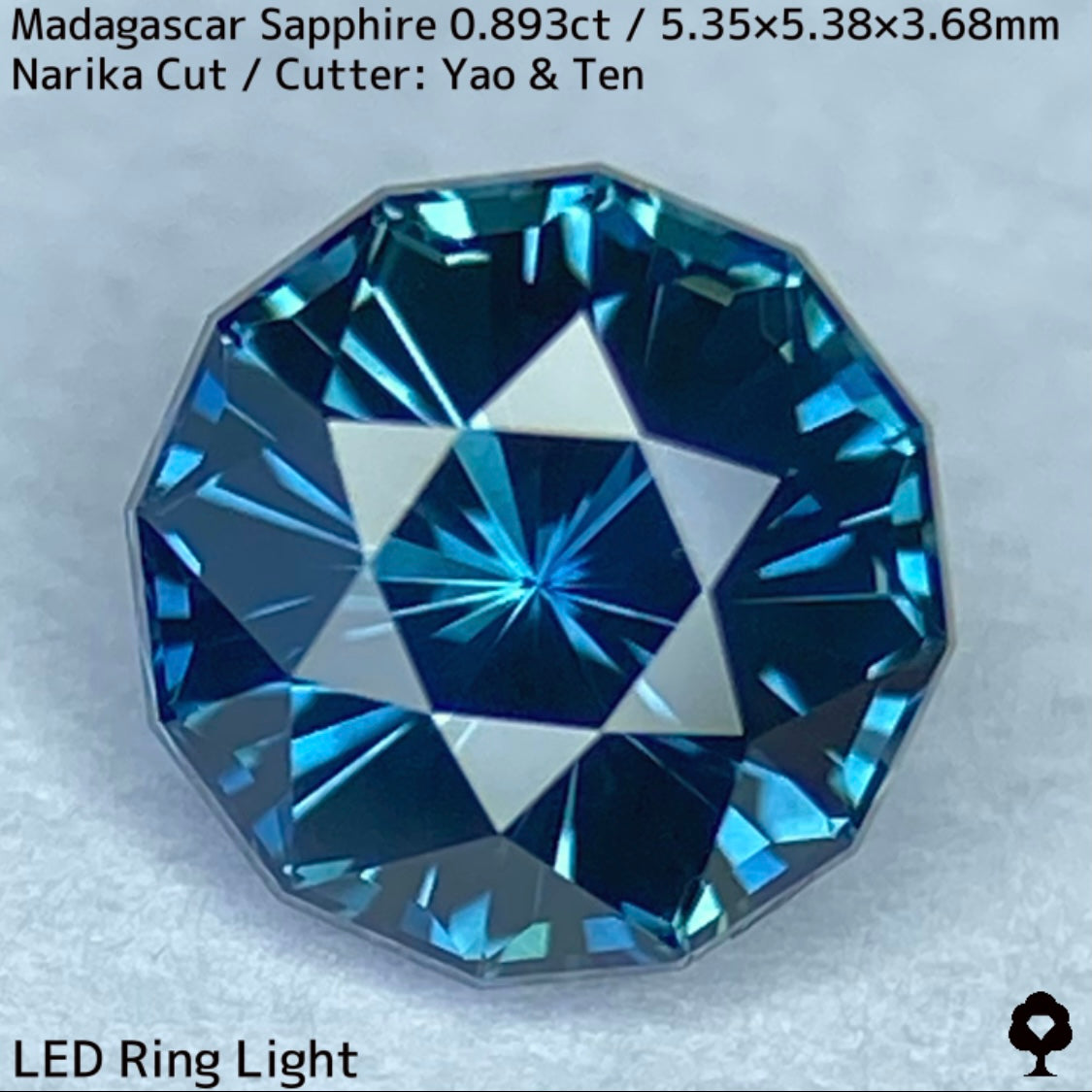 ほんのりミルキーでブルーにグリーンが混ざるナリカーカット★マダガスカル産サファイア0.893ct